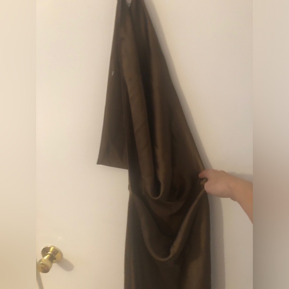 Zara Satin Effect Backless Brown Maxi Dress size XS - Picture 5 of 10